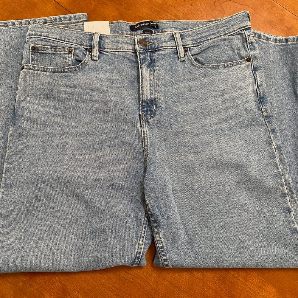 Women's Calvin Klein Light Blue High Rise Straight Fit Denim Jeans Size 14